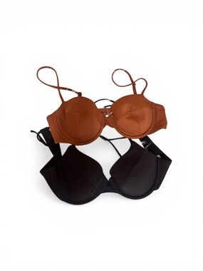 Supportive Swim Bra Duo — Rust and Black